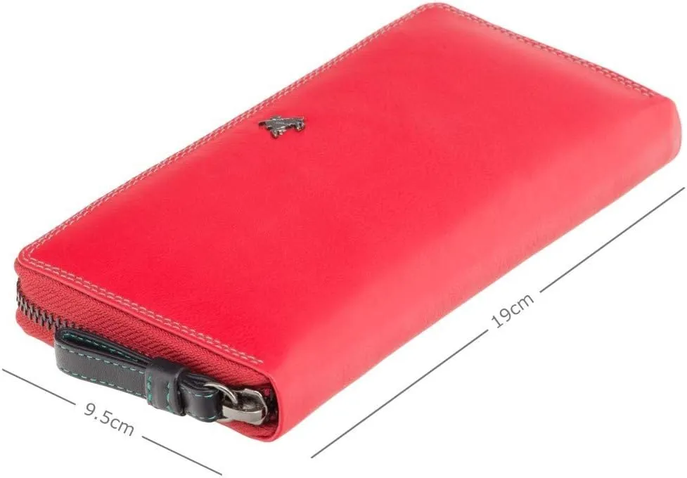 Large Continental Zip Around Purse in Red Or Black Multi SP79 (Red)