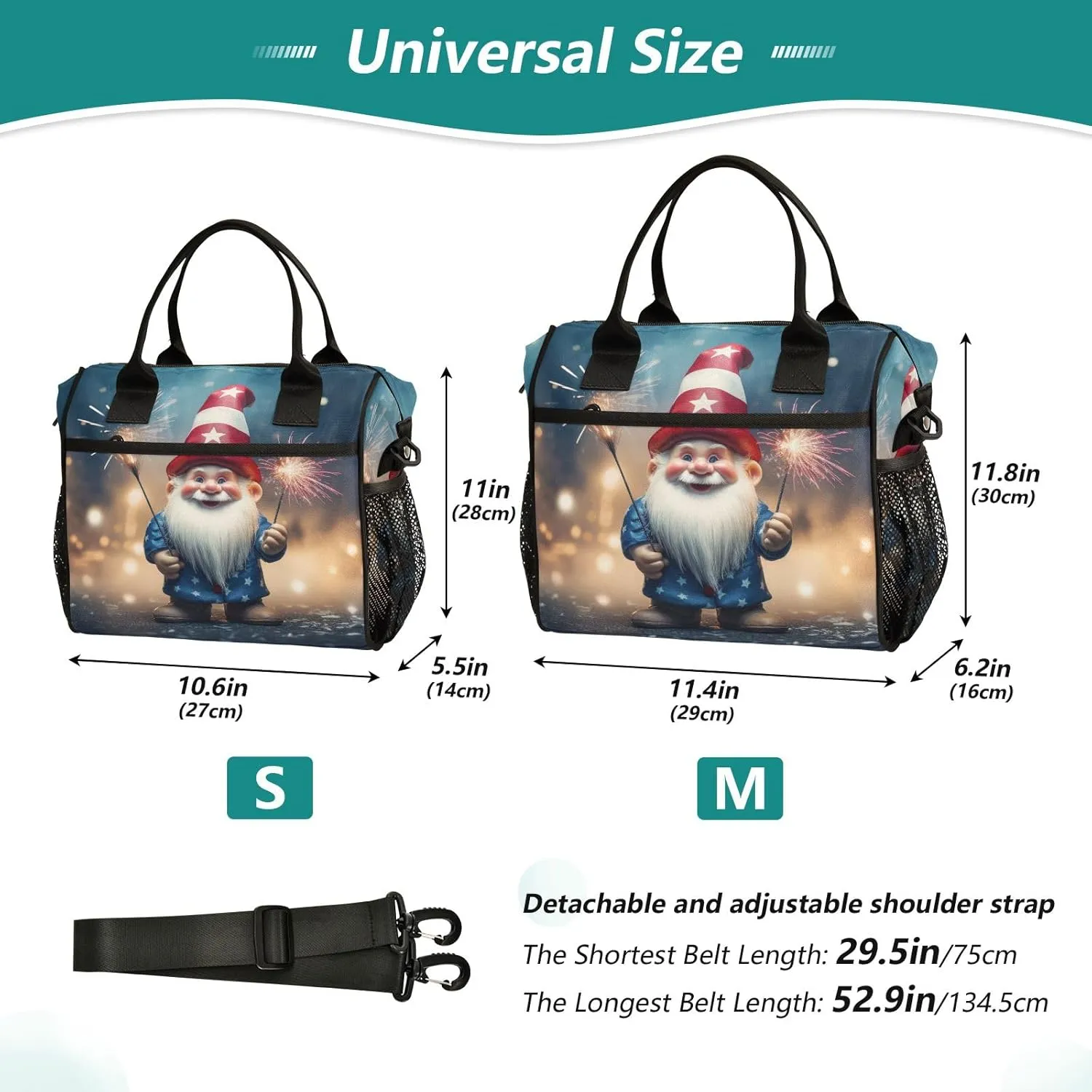 Large Lunch Bag, Dwarf with Fairy Wand Insulated Lunch Box Portable Cooler Bag Tote Bag for Students Adults School Office Picnic Hiking, M