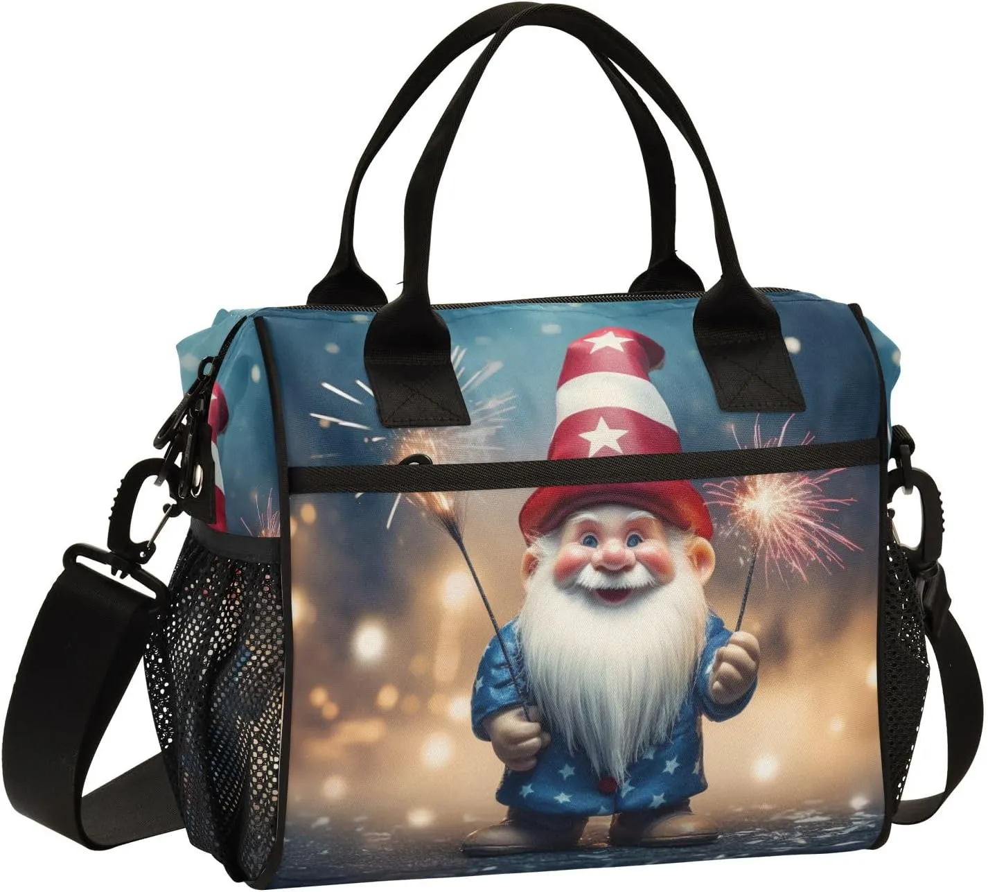 Large Lunch Bag, Dwarf with Fairy Wand Insulated Lunch Box Portable Cooler Bag Tote Bag for Students Adults School Office Picnic Hiking, M