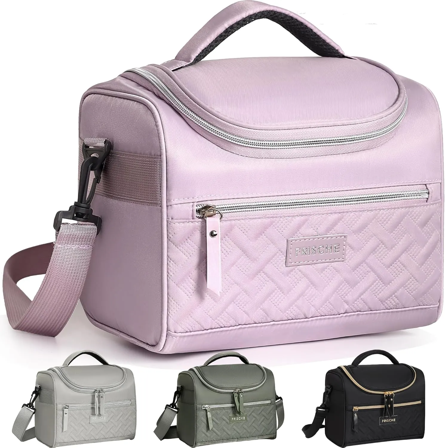 Large Lunch Bag Reusable, 8.5L Insulated Lunch Box with Adjustable Shoulder Strap, Soft Cooler Bag Leak-proof Insulation, Women's Insulated Lunch Bag for Work, Picnic, Travel (Purple)