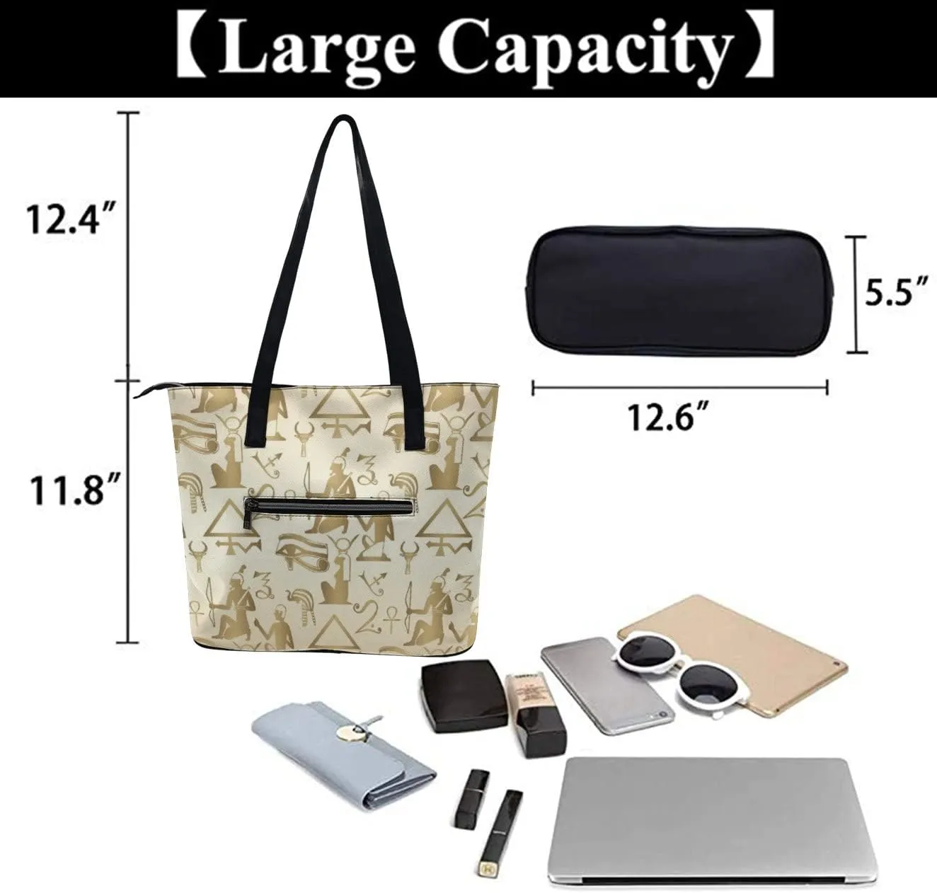 Large Shoulder Bag for Women, PU Leather Beach Tote Bag Waterproof, Swim Gym Shopping Travel Bag Clutch Bag