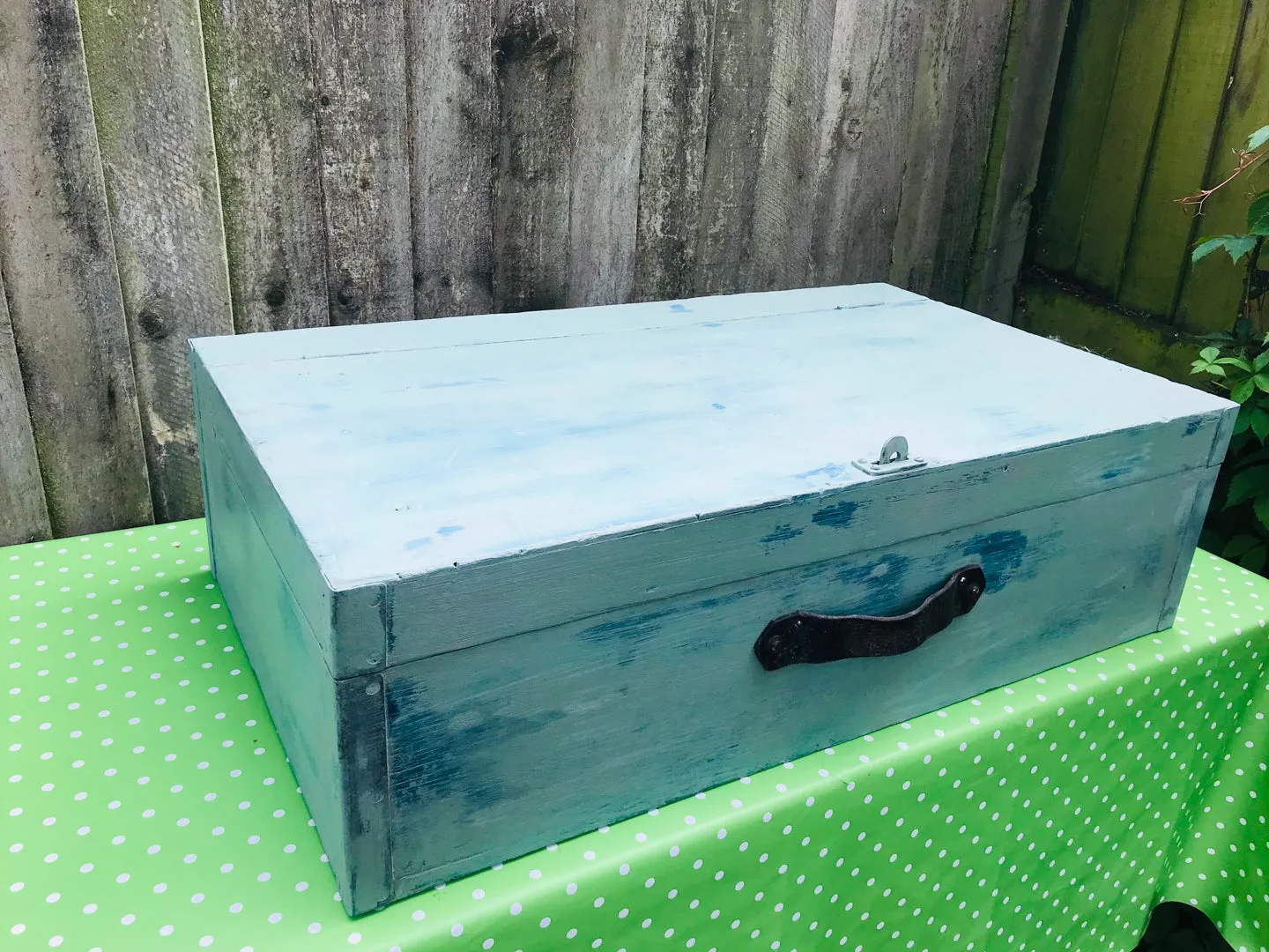Large wooden carpenter's chest