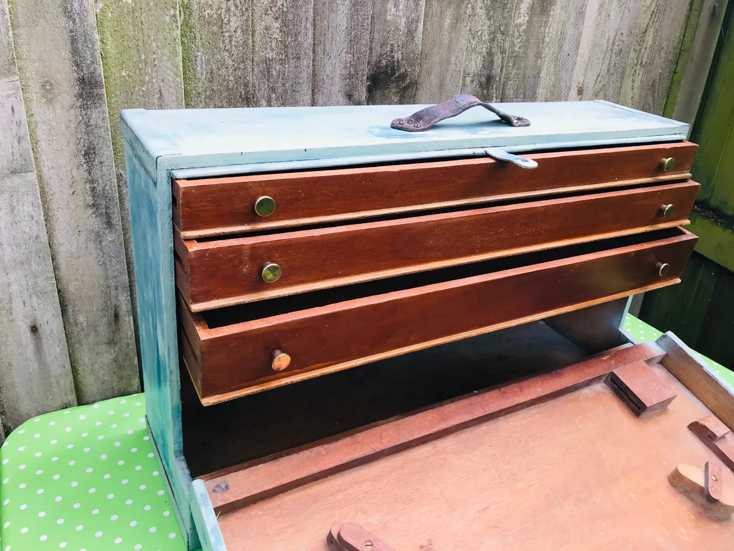 Large wooden carpenter's chest