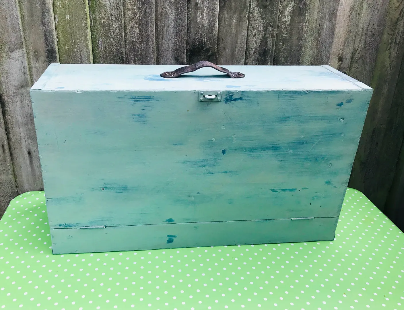 Large wooden carpenter's chest