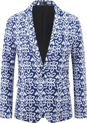 Lars Amadeus Paisley Blazer for Men's Retro Flower Printed Notch Lapel Floral Sports Coat