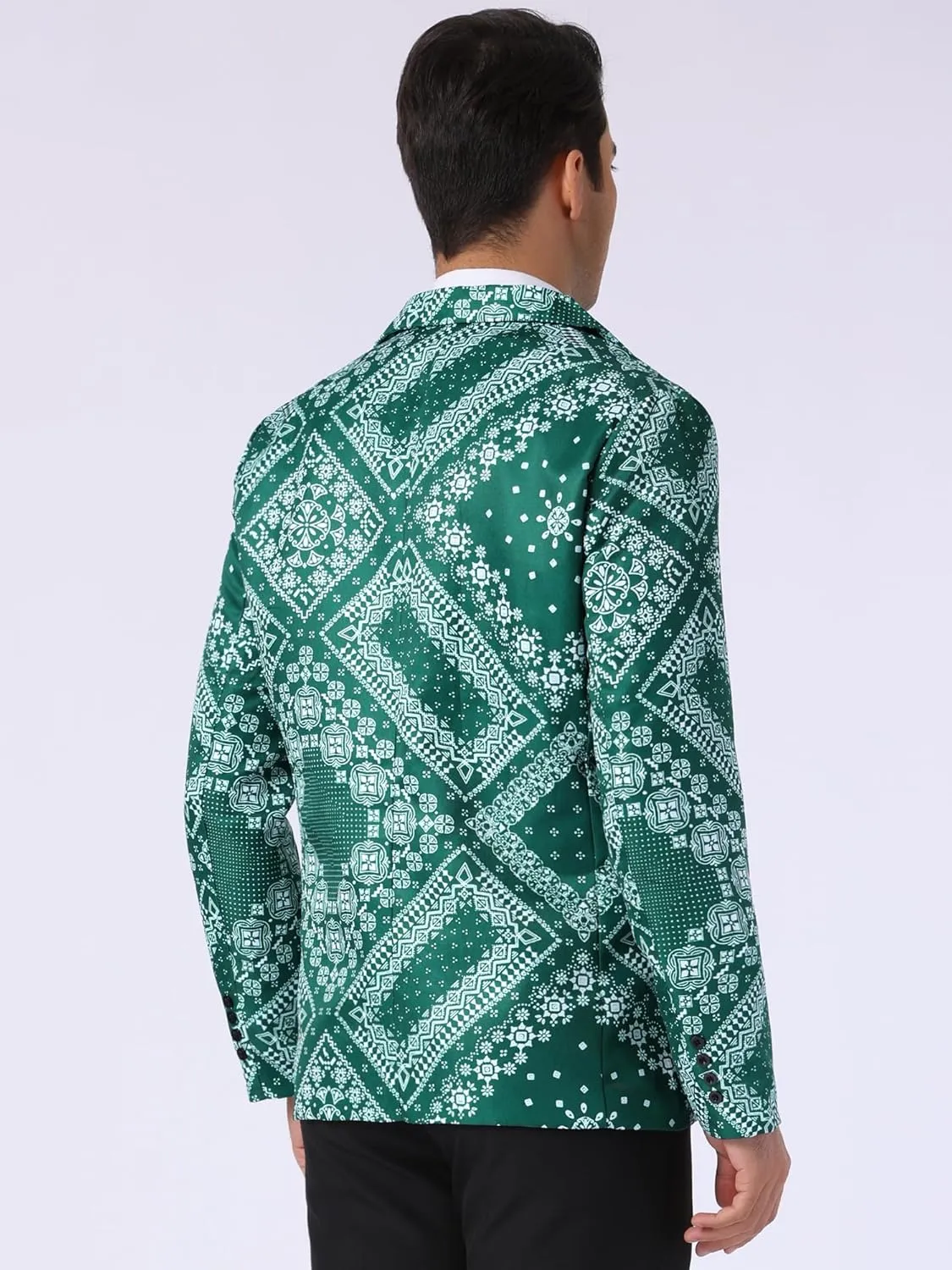 Lars Amadeus Paisley Blazer for Men's Retro Flower Printed Notch Lapel Floral Sports Coat