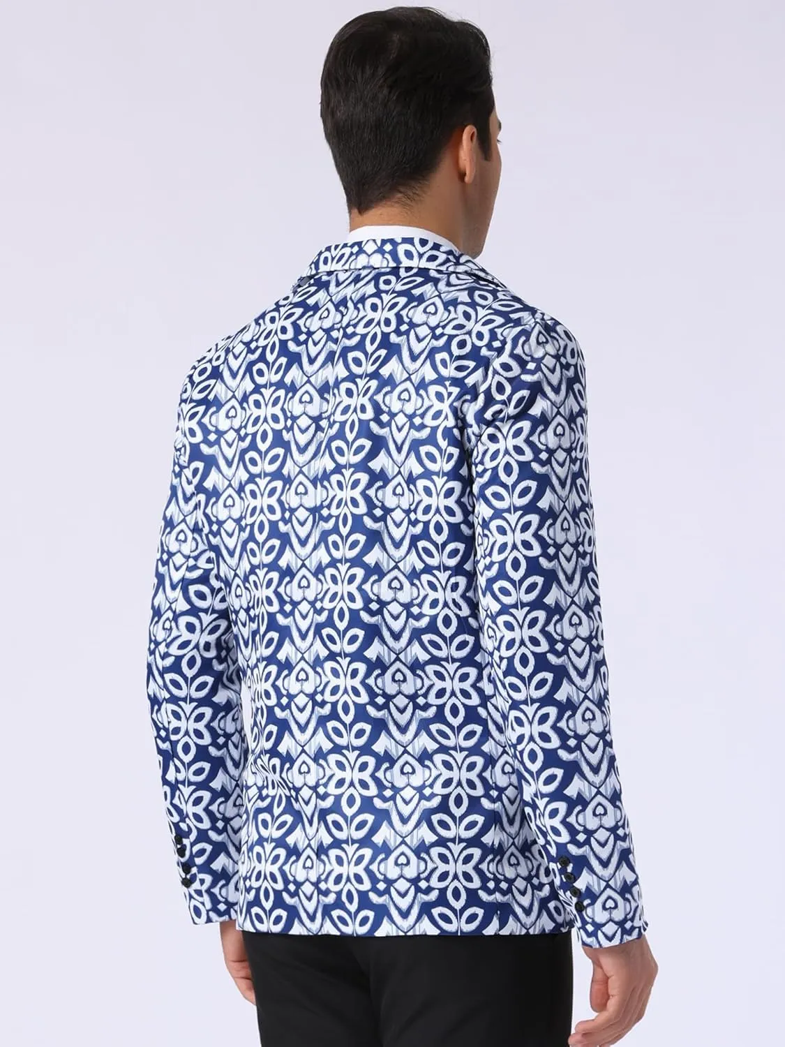 Lars Amadeus Paisley Blazer for Men's Retro Flower Printed Notch Lapel Floral Sports Coat