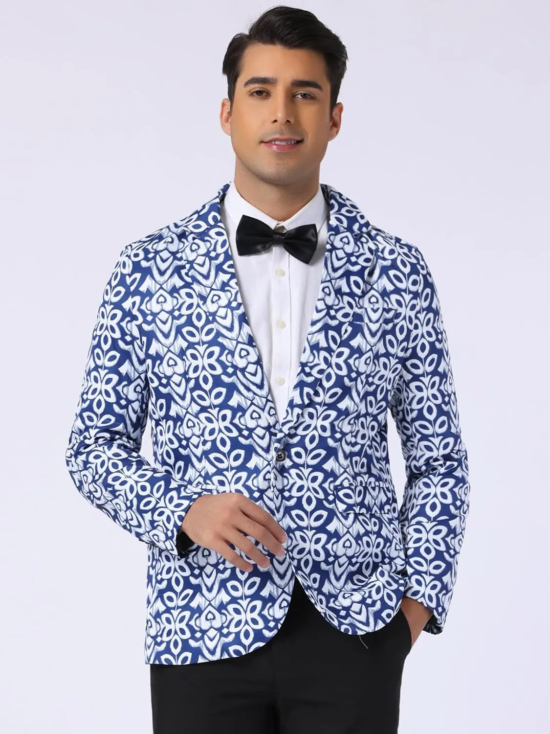 Lars Amadeus Paisley Blazer for Men's Retro Flower Printed Notch Lapel Floral Sports Coat