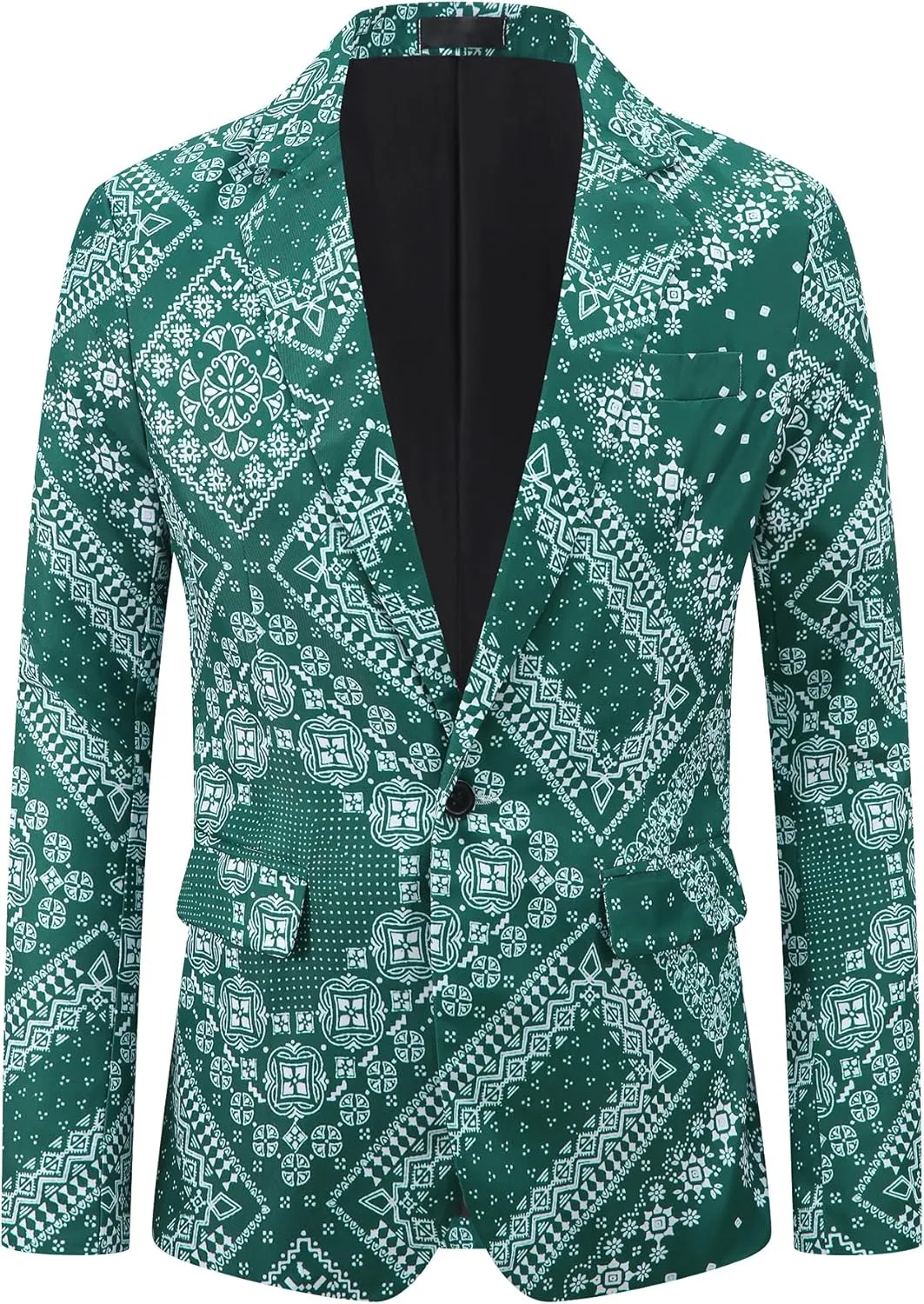 Lars Amadeus Paisley Blazer for Men's Retro Flower Printed Notch Lapel Floral Sports Coat