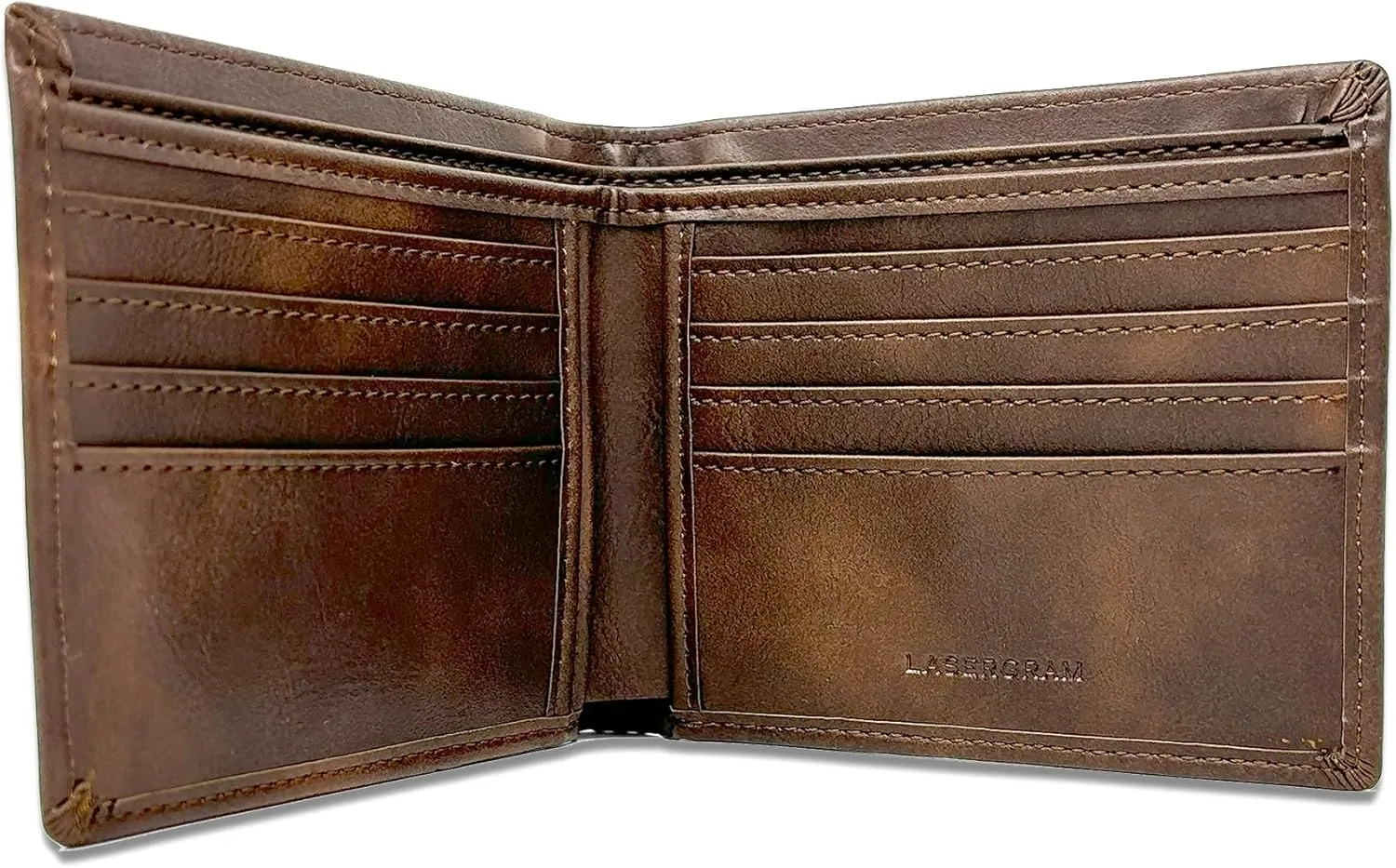 LaserGram Faux Leather Bi-Fold Wallet, Old Farm Tractor, Personalized Engraving Included (Rustic with Gold)