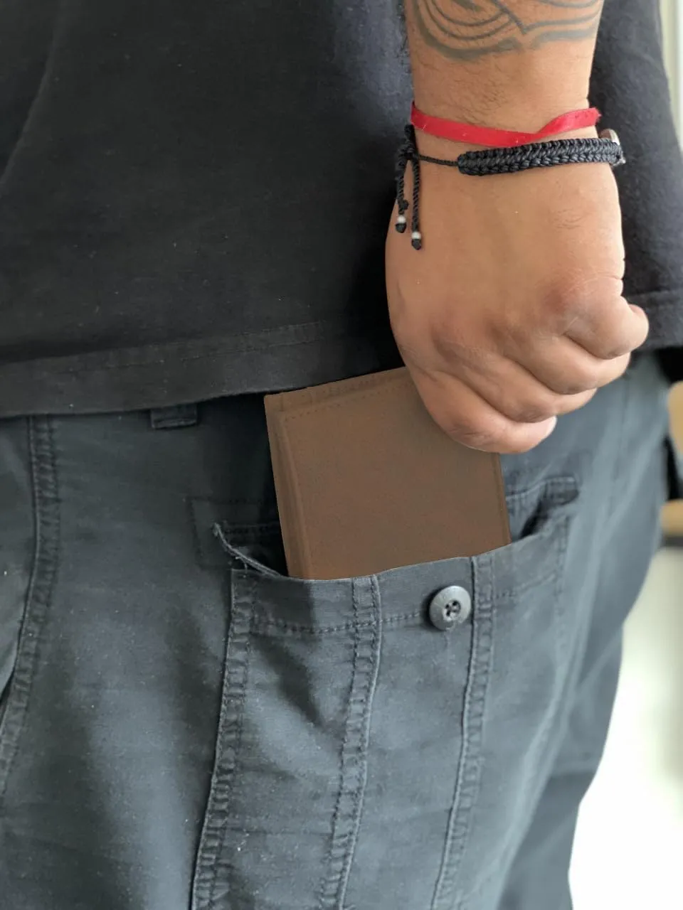 LaserGram Faux Leather Bi-Fold Wallet, Old Farm Tractor, Personalized Engraving Included (Rustic with Gold)