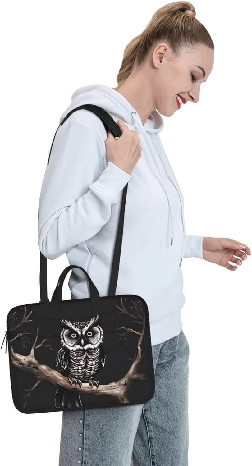 Late Night Owl Laptop Shoulder Bag Portable Laptop Bag Laptop Case Crossbody Briefcase w/Strap Handle