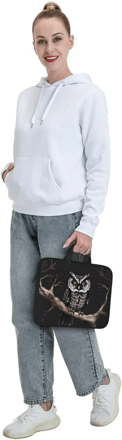 Late Night Owl Laptop Shoulder Bag Portable Laptop Bag Laptop Case Crossbody Briefcase w/Strap Handle