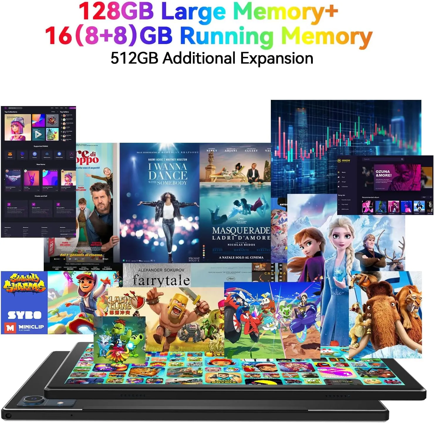 Latest 2025 Android 13 Tablet, 128GB 16(8 8 Expand)GB/512GB Expandable, Octa-Core Tablet with 5G WiFi, 8000mAh Battery, 10.1 inch Tableta with 21MP Camera, Tableta with Keyboard, Bluetooth,Mouse, Case
