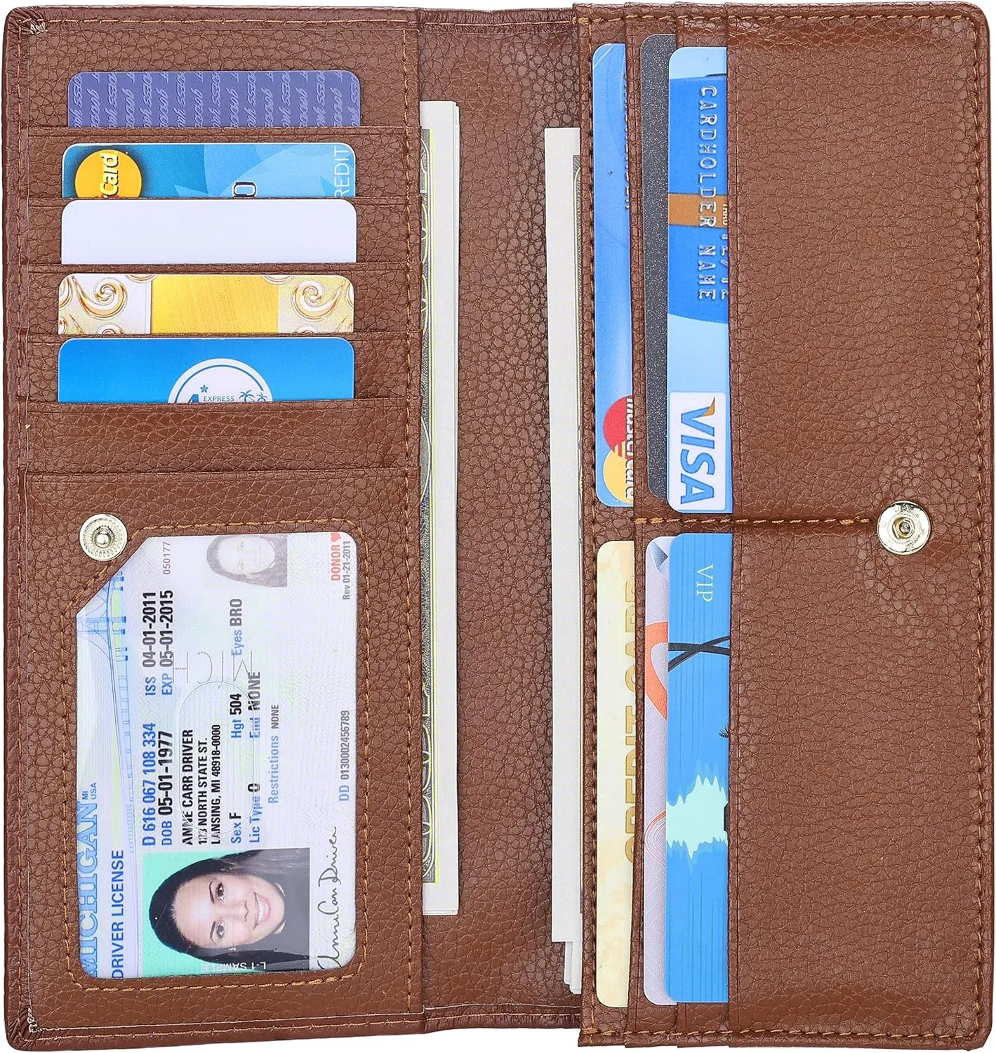 Lavemi Ultra Slim Thin Leather Women Wallet RFID Blocking Credit Card Holder Bifold Long Ladies Billfold