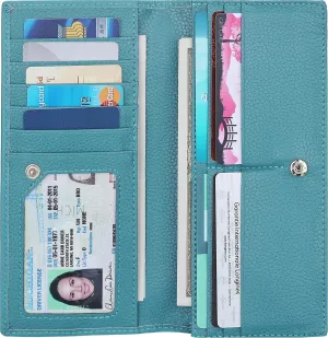 Lavemi Ultra Slim Thin Leather Women Wallet RFID Blocking Credit Card Holder Bifold Long Ladies Billfold