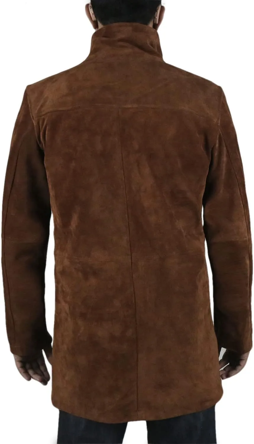 Laverapelle Men's Genuine Cow Suede Leather Coat (Brown, Officer Coat) - 1502774