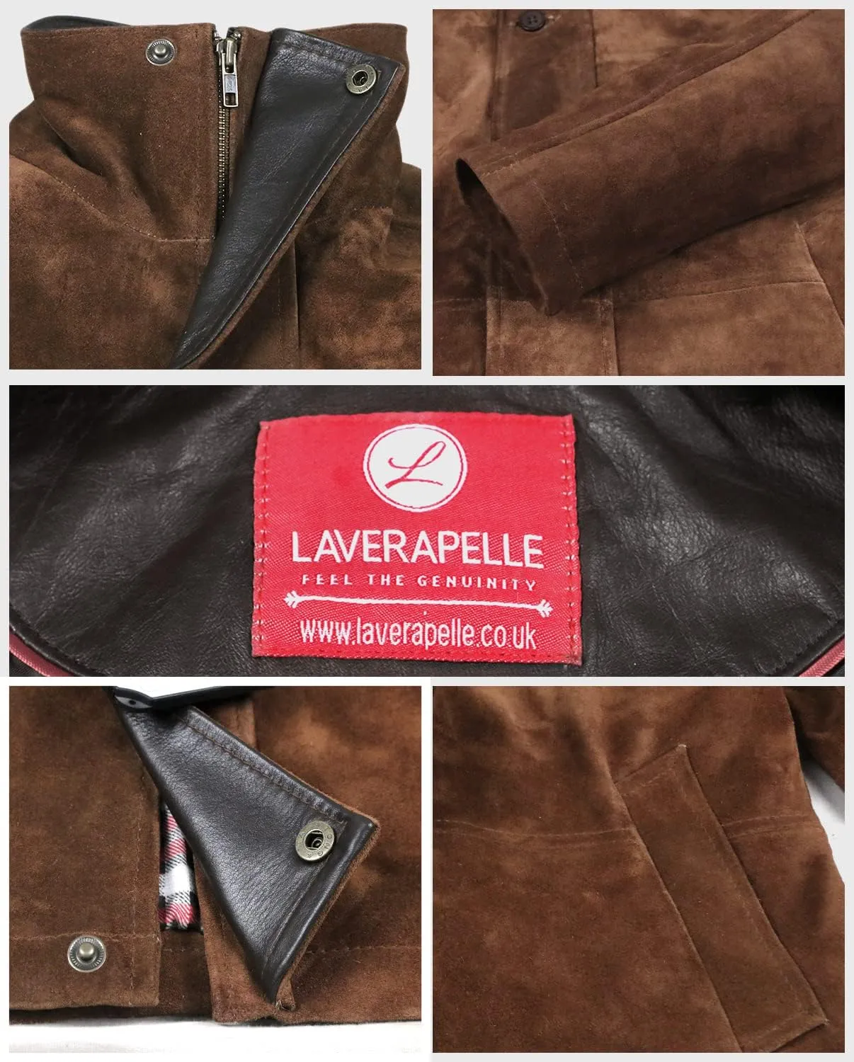 Laverapelle Men's Genuine Cow Suede Leather Coat (Brown, Officer Coat) - 1502774