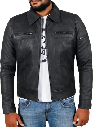 Laverapelle Men's Genuine Lambskin Leather Jacket (Black, Biker Jacket) - 1501200