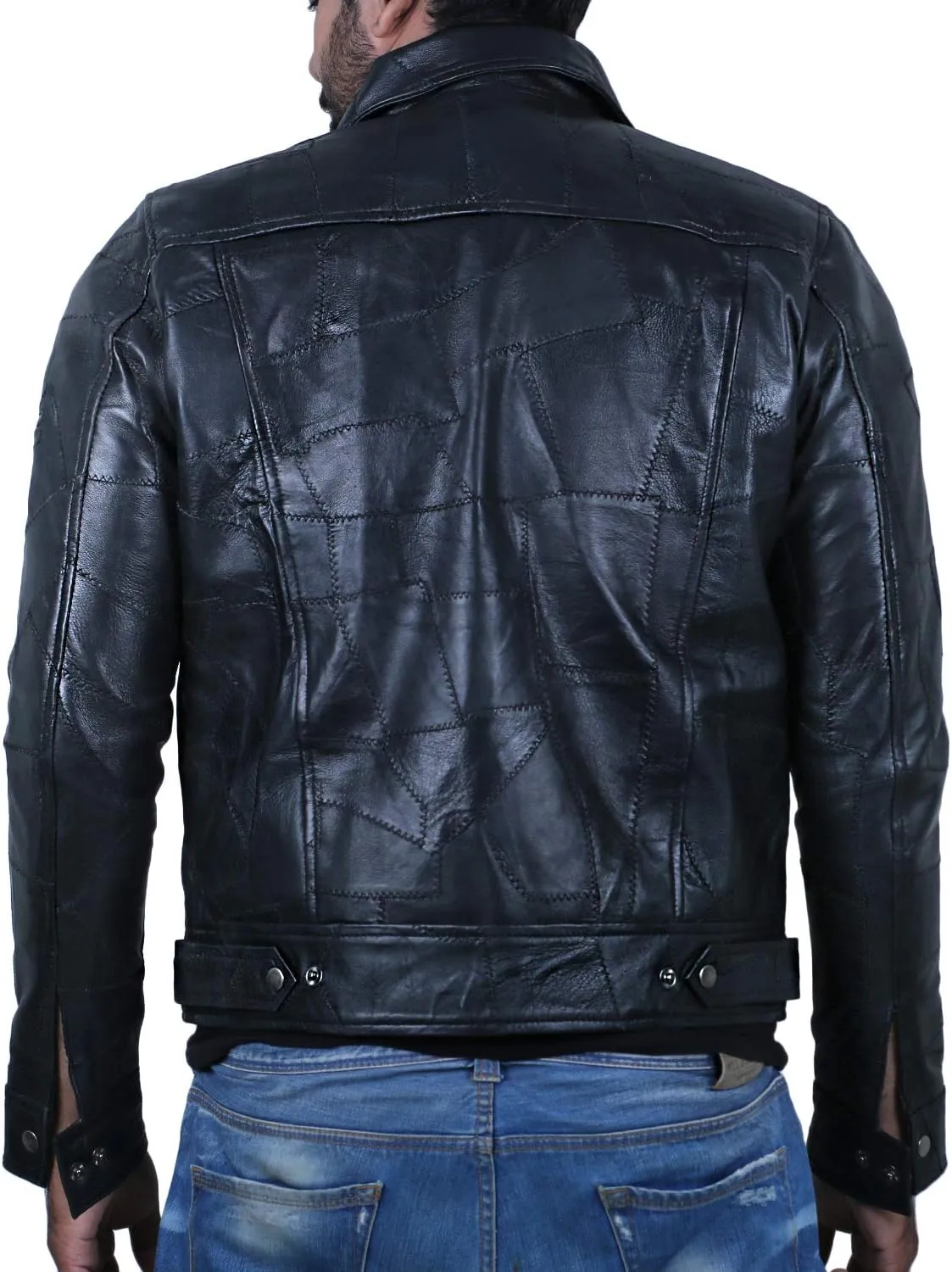 Laverapelle Men's Genuine Lambskin Leather Jacket (Black, Biker Jacket) - 1501200