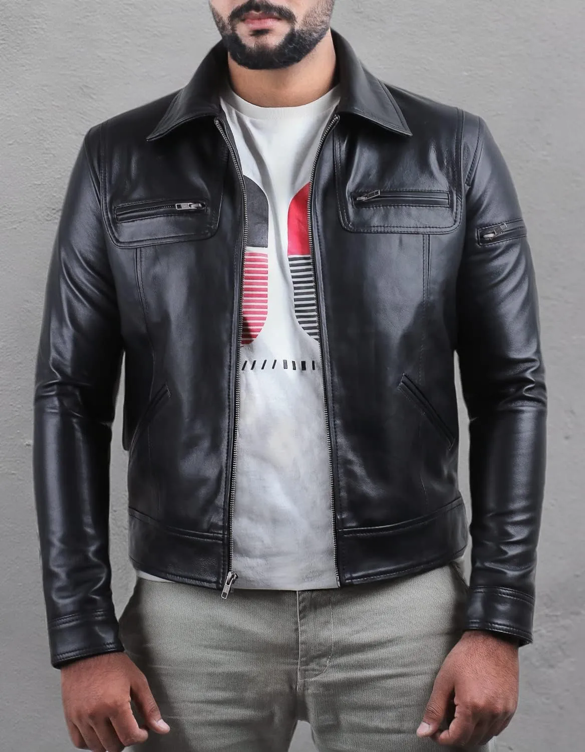 Laverapelle Men's Genuine Lambskin Leather Jacket (Black, Biker Jacket) - 1501200