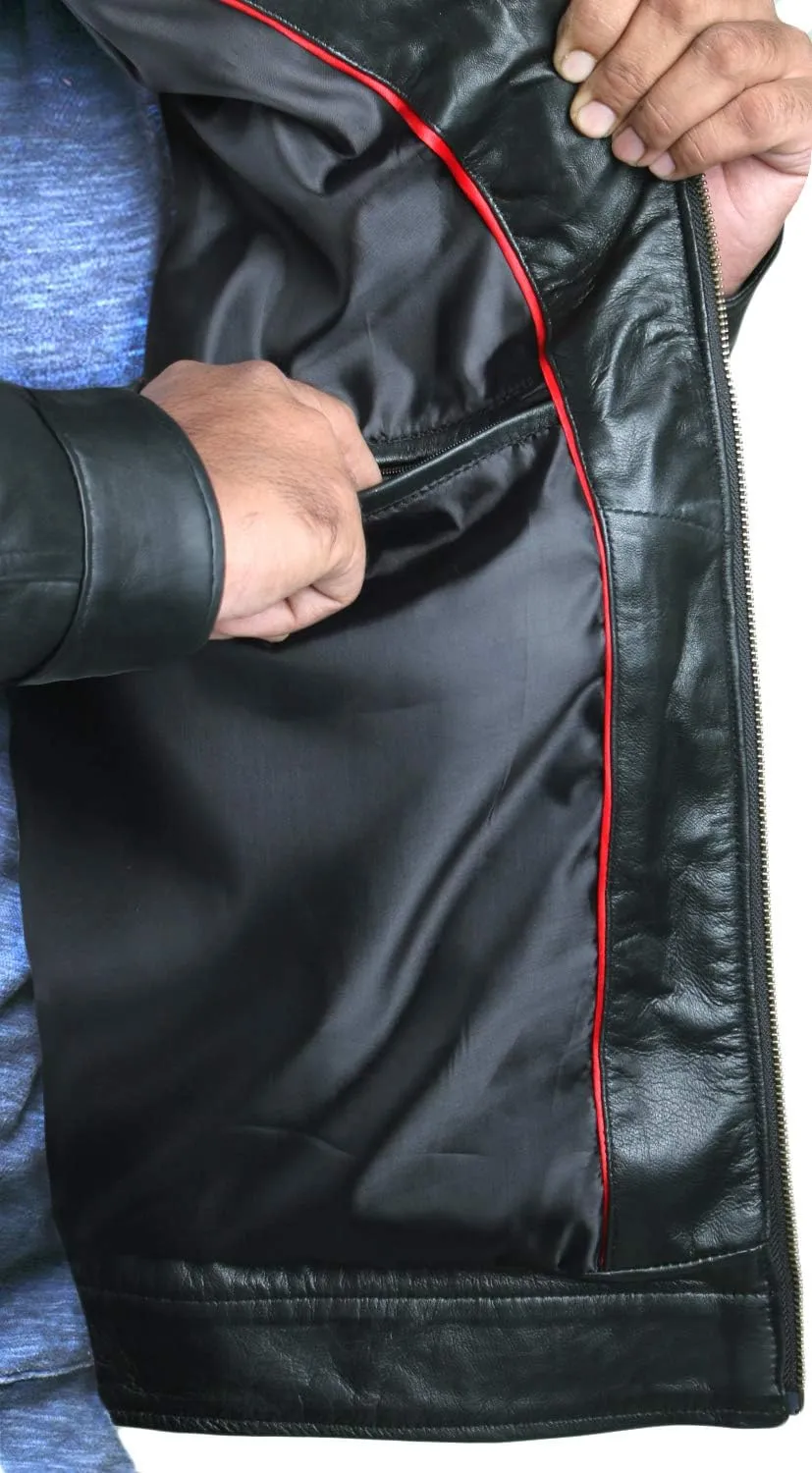 Laverapelle Men's Genuine Lambskin Leather Jacket (Black, Biker Jacket) - 1501200