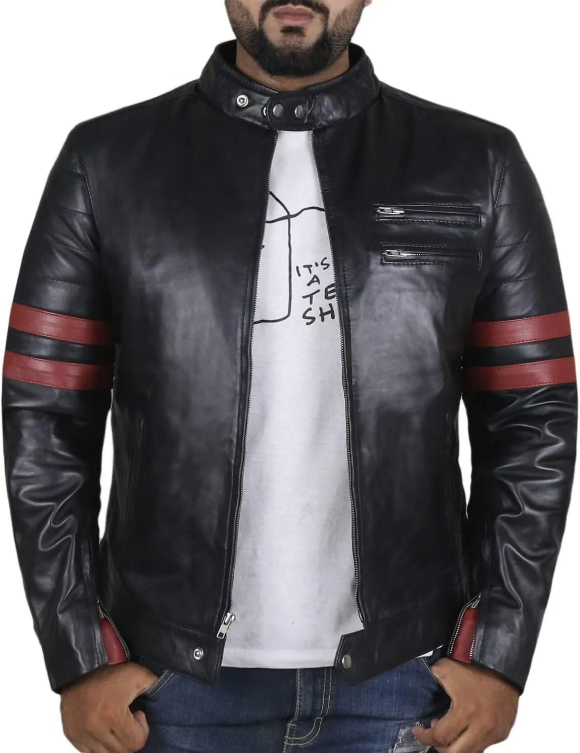 Laverapelle Men's Genuine Lambskin Leather Jacket (Black, Biker Jacket) - 1501535
