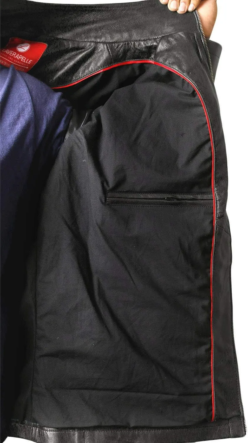 Laverapelle Men's Genuine Lambskin Leather Jacket (Black, Bomber Jacket) - 1801006