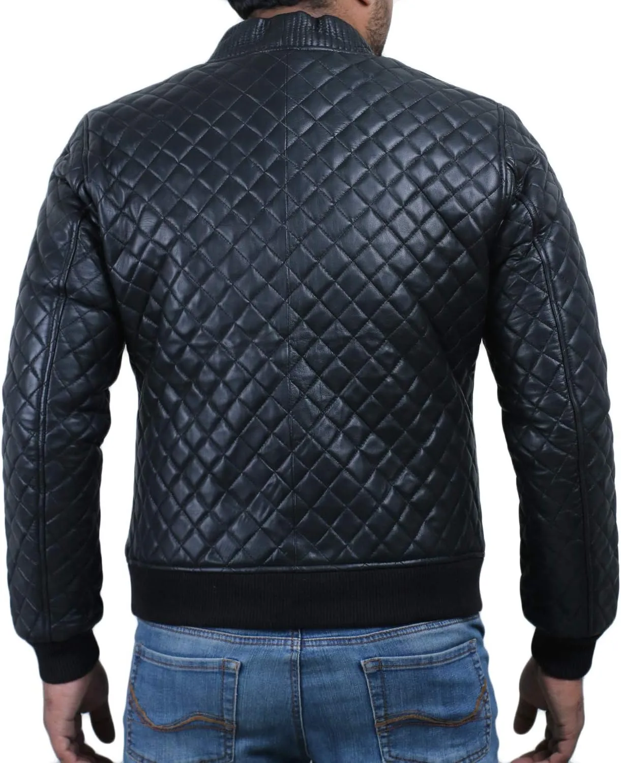 Laverapelle Men's Genuine Lambskin Leather Jacket (Black, Bomber Jacket) - 1801006