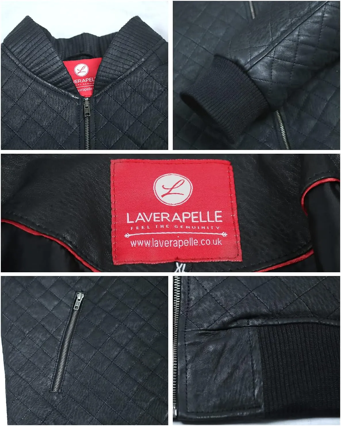 Laverapelle Men's Genuine Lambskin Leather Jacket (Black, Bomber Jacket) - 1801006