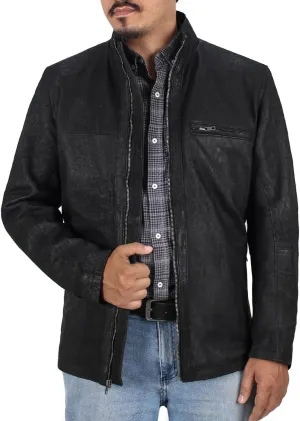 Laverapelle Men's Genuine Lambskin Leather Jacket (Black, Classic Jacket) - 1501135