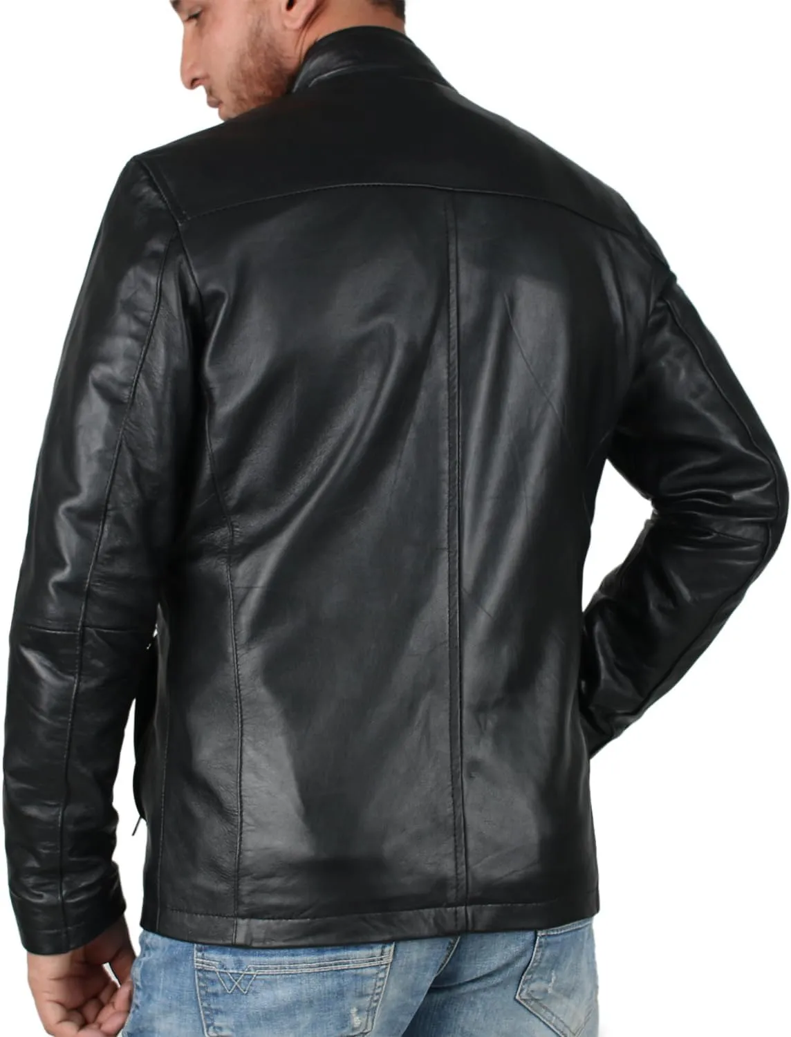 Laverapelle Men's Genuine Lambskin Leather Jacket (Black, Classic Jacket) - 1501135