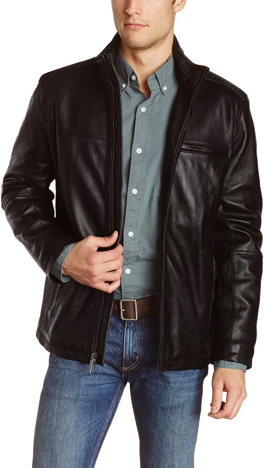 Laverapelle Men's Genuine Lambskin Leather Jacket (Black, Classic Jacket) - 1501135