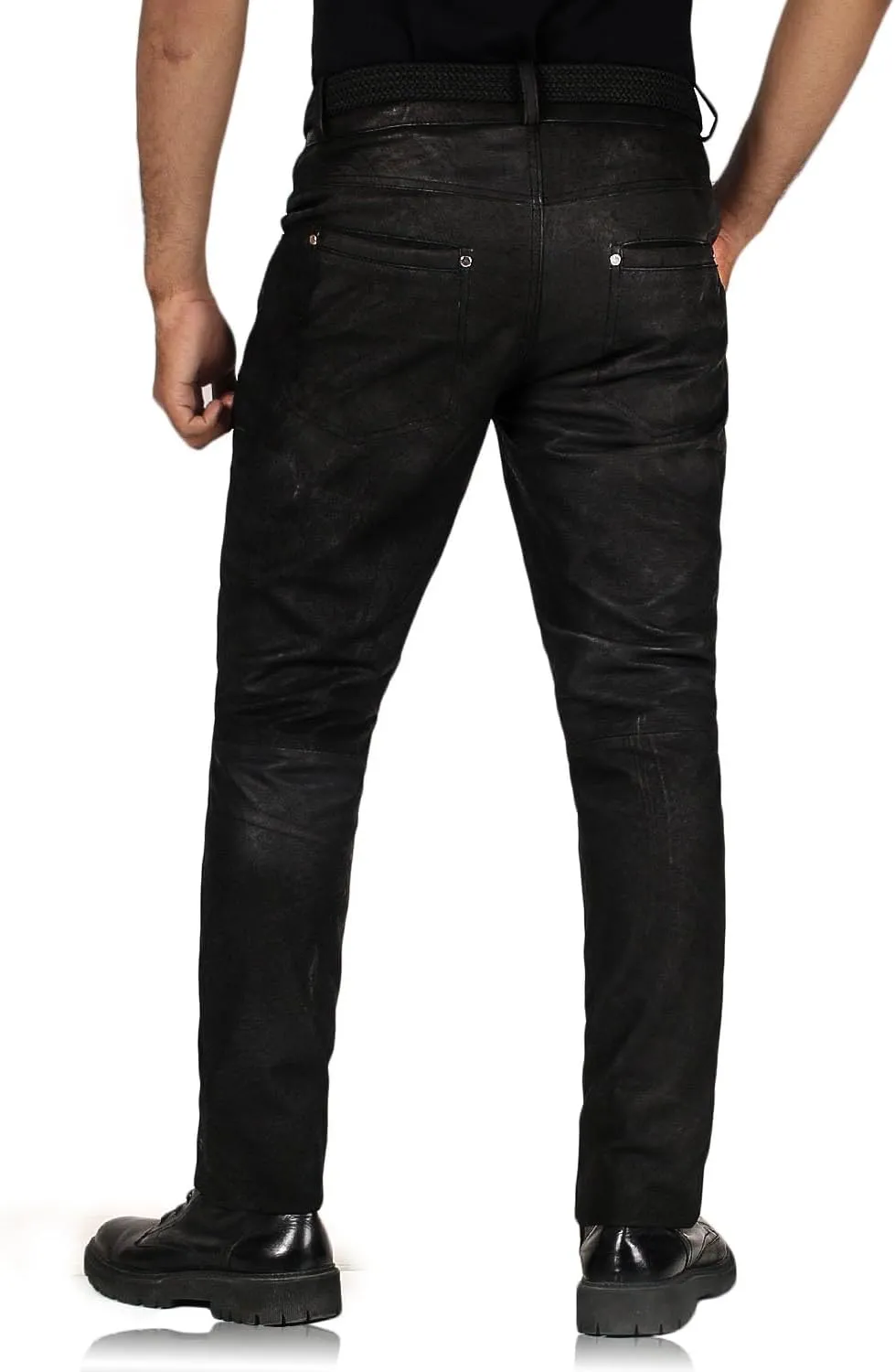 Laverapelle Men's Genuine Lambskin Leather Pants (Black, Leather Jeans) - 1804001