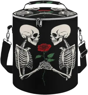 Leak Proof Rose Flower Skull Love Skeleton Insulated Cooling Pack Easy to Carry, Collapsible Backpack Cooler for Outdoor Picnic Lunch Hiking Camping