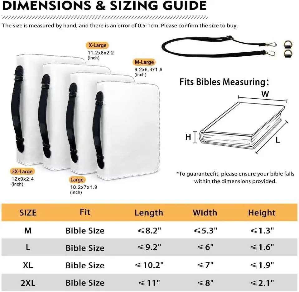 Leather Bible Case for Women Bible Cover Tote Bag with Removable Shoulder Strap, Bible Carrying Case for Church Large Zippered Book Bible Protector,Floral Cross,M