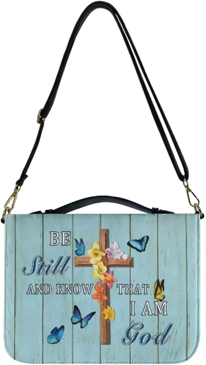 Leather Bible Cover Bible Case, Lightweight Bible Tote Bag with Shoulder Strap, Large Bible Protective Church Bag