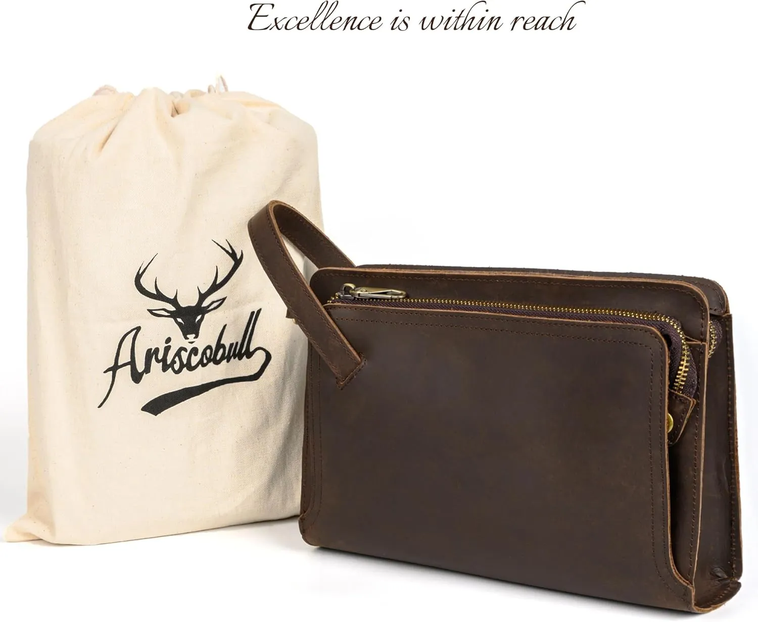 Leather Clutch for Men - Wrist Bag - Men's wallets - Wrist Bag - 10.3x6.8INCH - Includes dustproof gift bag