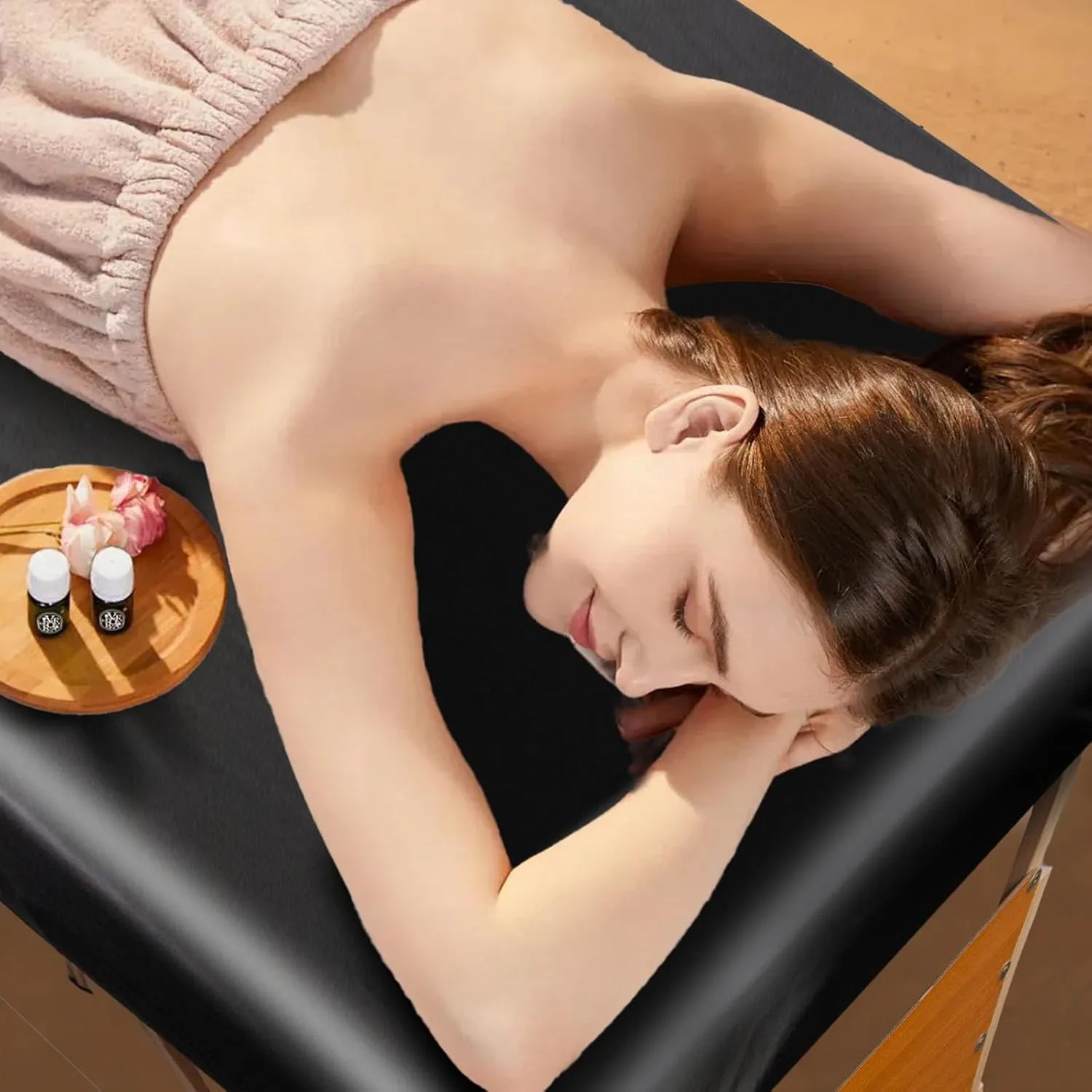 Leather Cover for Massage Table Wipeable Massage Bed Protector Cover Made of 4-Ways Elastic 100% PU Waterproof Material, Machine Washable, Fit Rectangular Tables 28-32" Wide (Black)