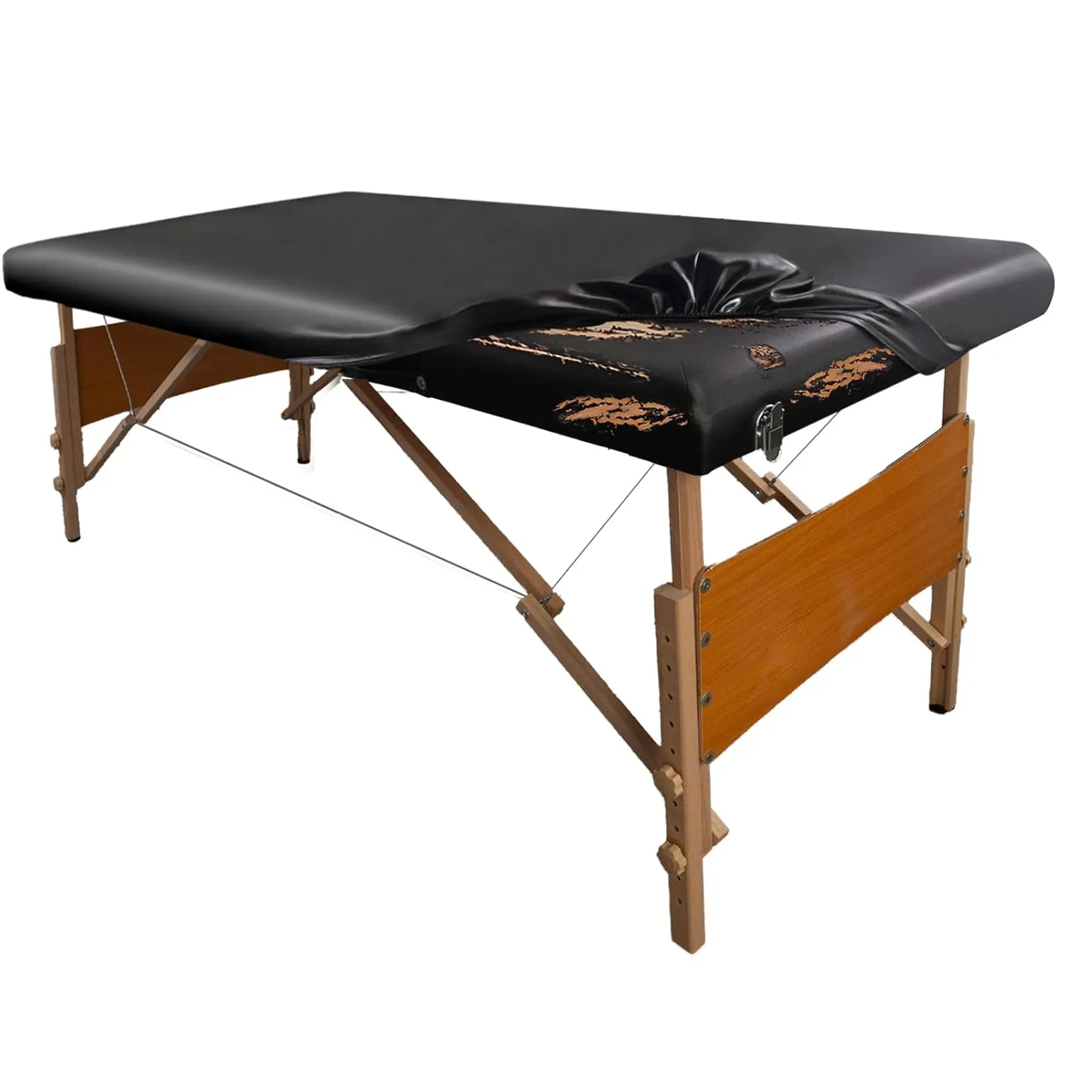 Leather Cover for Massage Table Wipeable Massage Bed Protector Cover Made of 4-Ways Elastic 100% PU Waterproof Material, Machine Washable, Fit Rectangular Tables 28-32" Wide (Black)