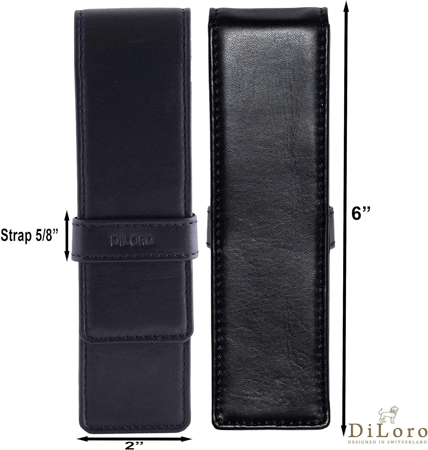 Leather Double Pen Case Pencil Pouch Holder for Two Fountain Ballpoint Rollerball Pens and Pencils