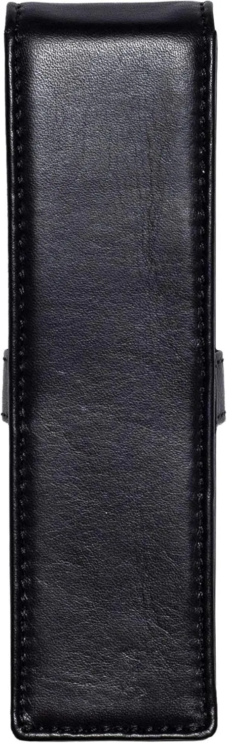Leather Double Pen Case Pencil Pouch Holder for Two Fountain Ballpoint Rollerball Pens and Pencils