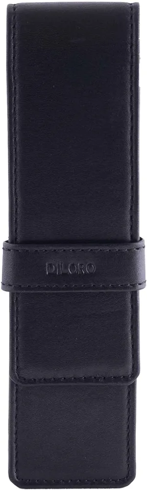 Leather Double Pen Case Pencil Pouch Holder for Two Fountain Ballpoint Rollerball Pens and Pencils