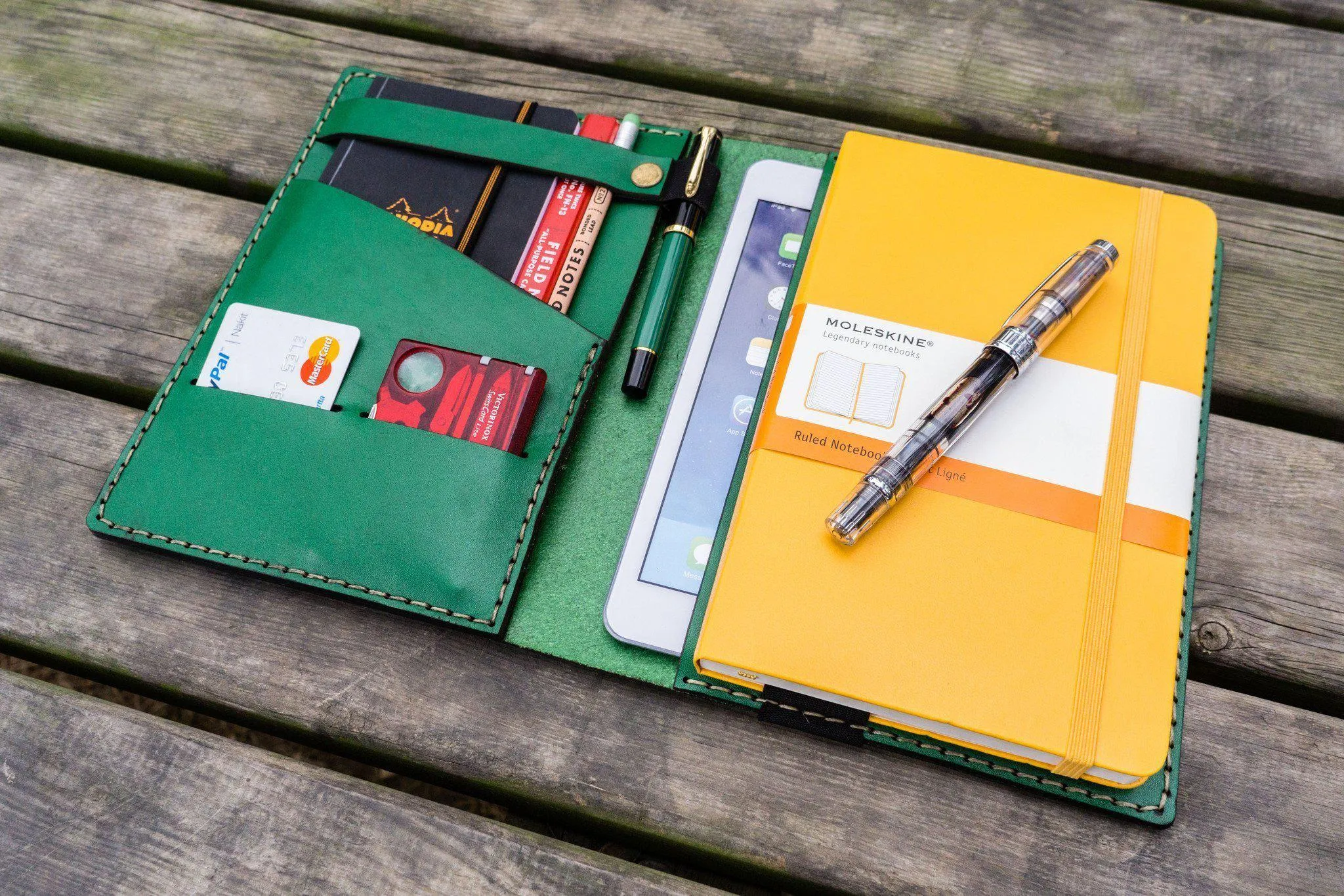 Leather Hobonichi  Cousin A5 Planner Cover - Green