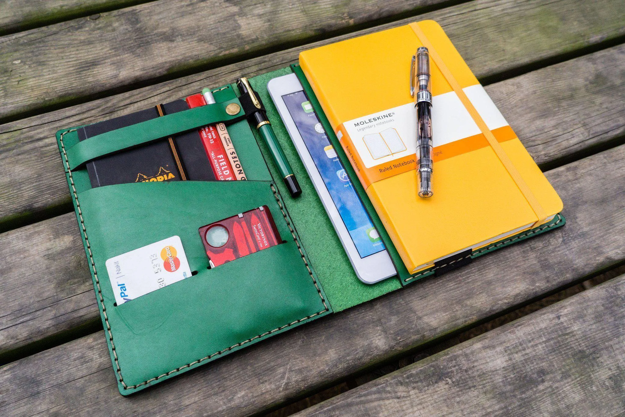 Leather Hobonichi  Cousin A5 Planner Cover - Green