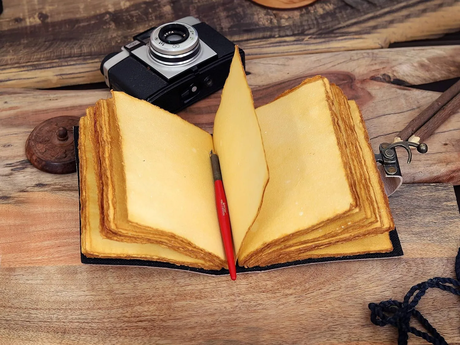 Leather Journal Deckle Edge Paper Grimoire Printed Journal The Lovers Tarot Notebook