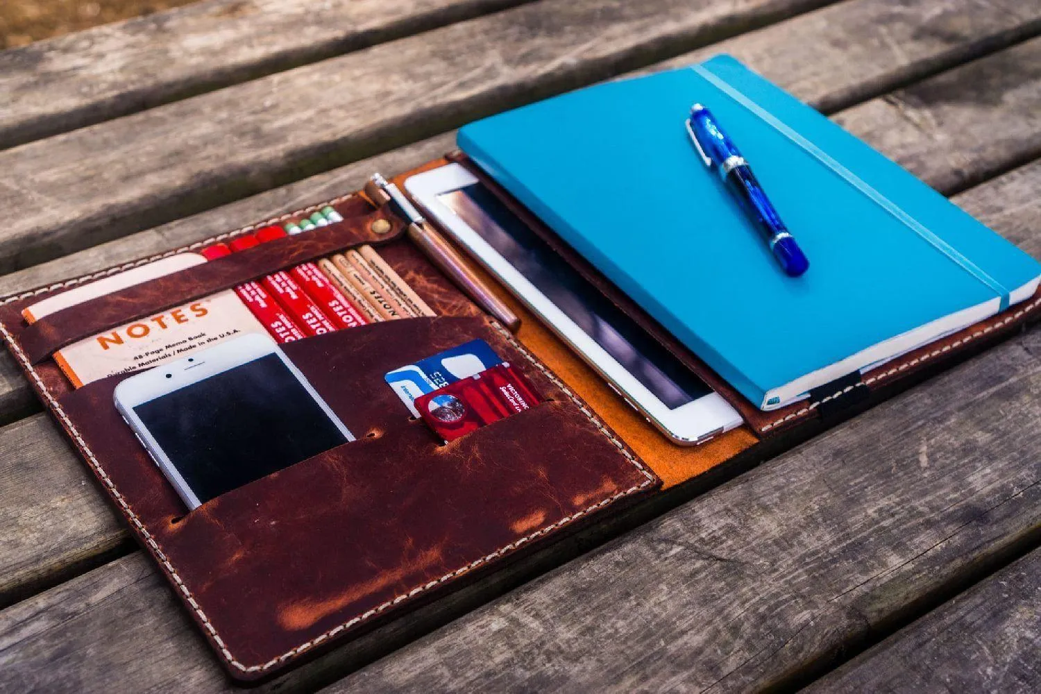 Leather Leuchtturm1917 B5 Notebook & iPad Air/Pro Cover - Crazy Horse Orange