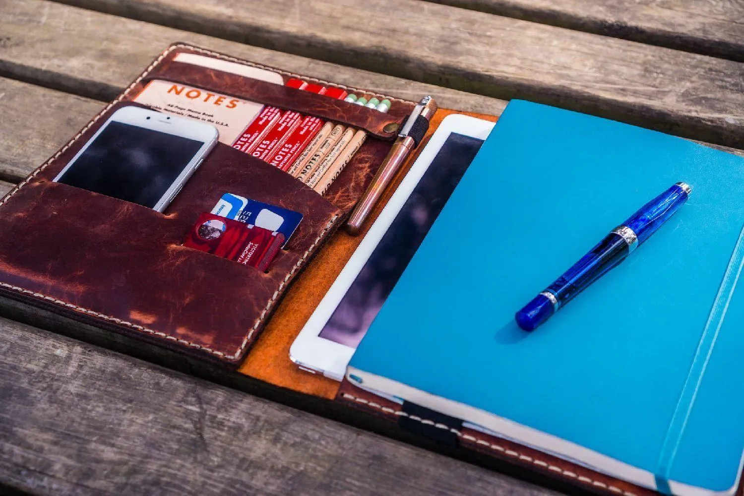 Leather Leuchtturm1917 B5 Notebook & iPad Air/Pro Cover - Crazy Horse Orange