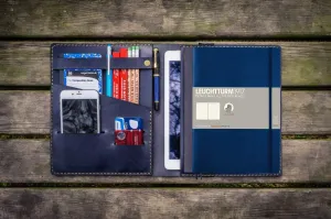 Leather Leuchtturm1917 B5 Notebook & iPad Air/Pro Cover - Navy Blue