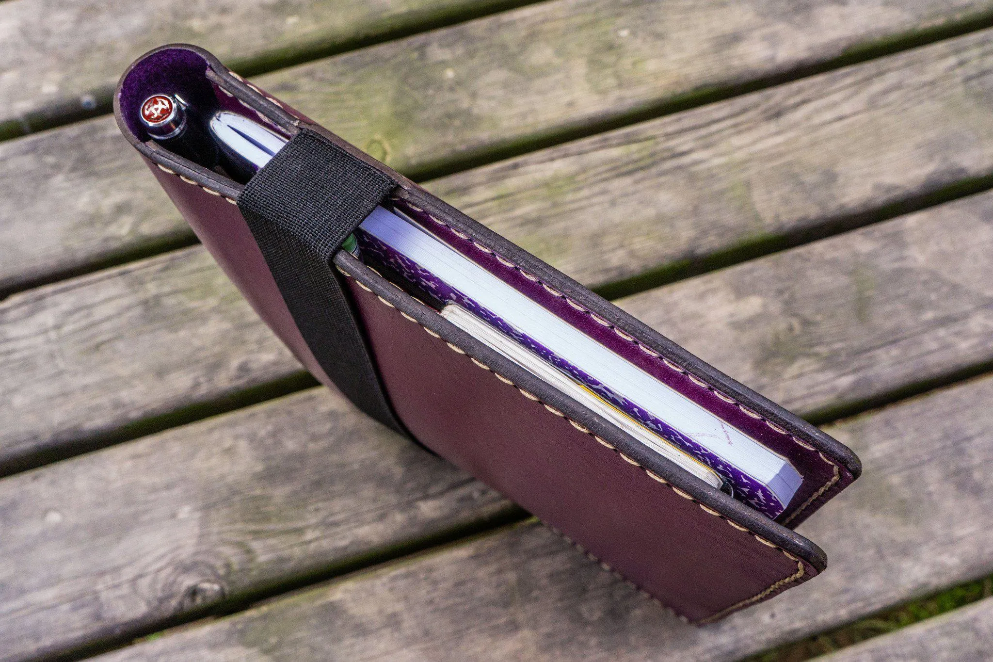 Leather Leuchtturm1917 B5 Notebook & iPad Air/Pro Cover - Purple